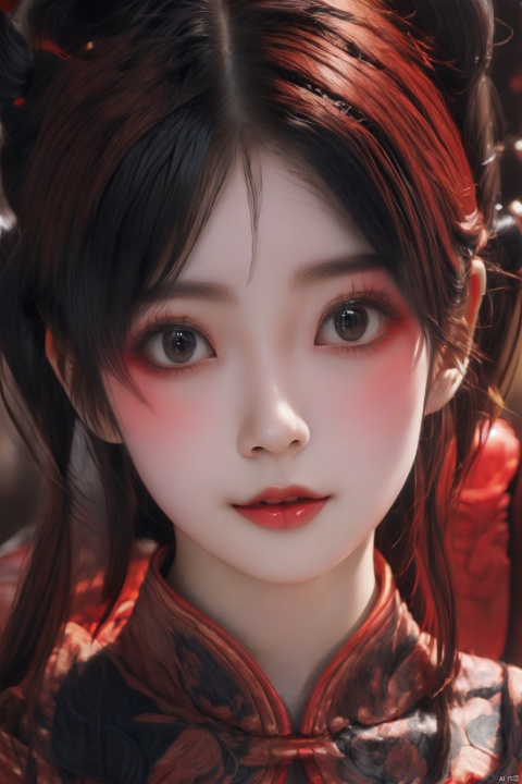  (masterpiece:1.4, best quality),(intricate details),unity 8k wallpaper,frightened,horror,evil spirits,sinophobia,ultra detailed,cooltone,night,1girl,solo,,,CNoperaCostume,,dark theme,sytx,yinjian,red lantern,chinese zombie,death,calamity,dise,the pale face,expressionless,blank stare,large breasts,upper body,, masterpiece, best quality, chinese_opera_jing, xifu, yunqing
