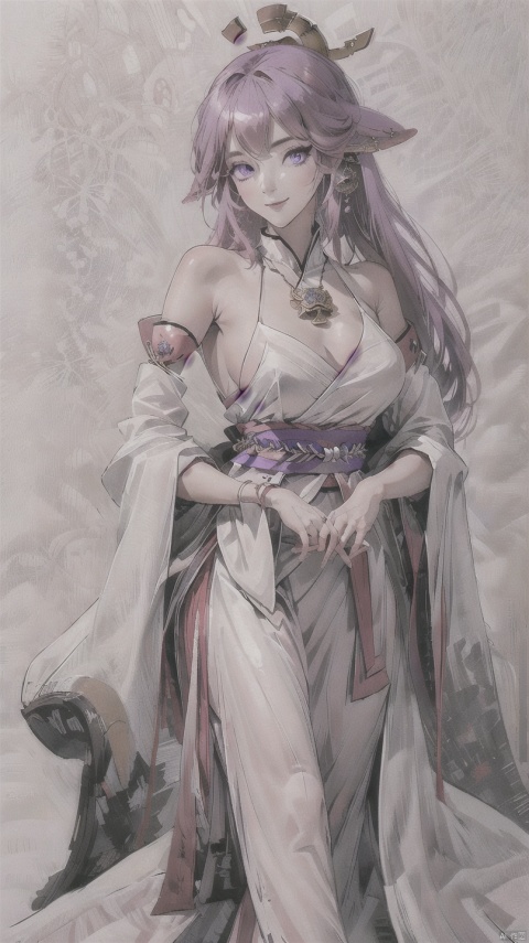  masterpiece, best quality, ,1girl,yae miko, pinke hair,long hair,hair ornament, earrings, purple eyes,bare shoulders, detached sleeves,wide sleeves, jewelry,japanese clothes, purple background, smile, yae miko,anime, fantasy, magic, fairytale, a photo of a very sexy young woman, ,(((seductive eyes))), nikon d850,anatomically correct, smooth,, Thunder magic, Anime, seductive eyes, yae miko,shenzi, juemei, sssr