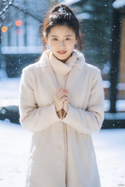  (masterpiece, 4k, best quality, highly detailed, 1girl, solo), (masterpiece, best quality:1.2),Highly detailed,a woman,(snow:1.2),(snowing:1.2),snow,solo,scarf,long hair,smile,brown hair,bokeh,realistic,coat,blurry,, jiaxin,xiaoxue,040,萌萌, tong, lingling