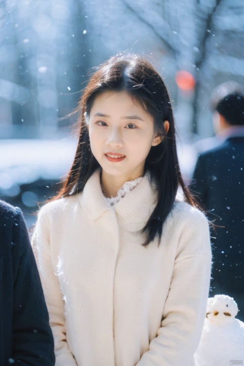  (masterpiece, 4k, best quality, highly detailed, 1girl, solo), (masterpiece, best quality:1.2),Highly detailed,a woman,(snow:1.2),(snowing:1.2),snow,solo,scarf,long hair,smile,brown hair,bokeh,realistic,coat,blurry,, jiaxin,xiaoxue,040,萌萌, tong, lingling