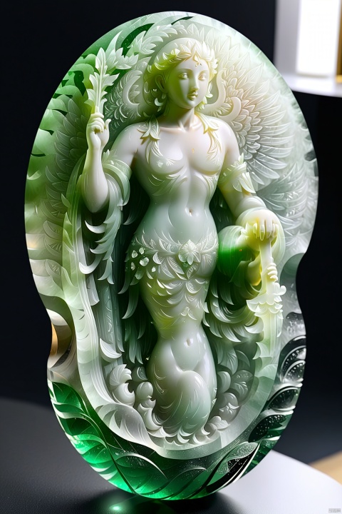  1man,male focus,no_clothes, carving, very transparent and beautiful, emerald material,(penis:1.5)