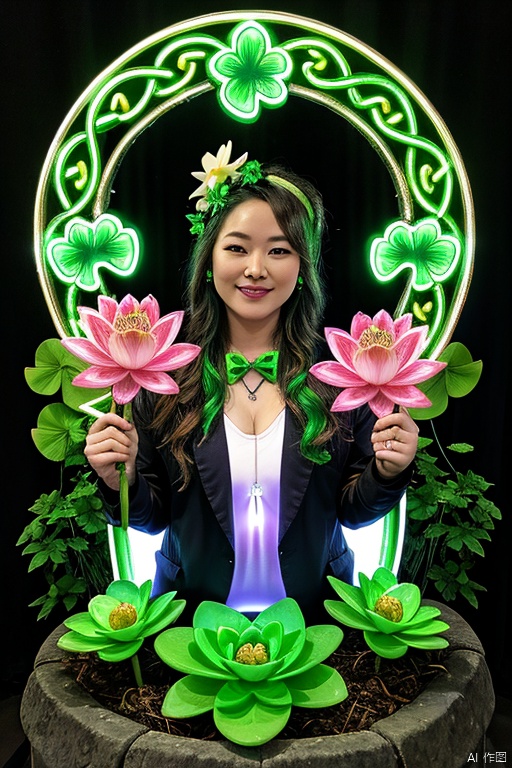 Flow in the Name of Love,Channel_42,Vines,Shamrock,Lotus,Stone,Celtic,Fae,carnival,neon,kawaii,Happy Saint Patrick's Day