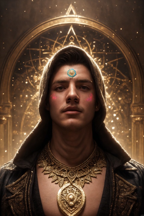 Style by Style-Empire, (symmetry:1.1) (portrait of floral:1.05) a man as a handsome god, (assassins creed style:0.8), pink and gold and opal color scheme, bold intricate filegrid facepaint, intricate, elegant, highly detailed, digital painting, artstation, concept art, smooth, sharp focus, illustration, art by greg rutkowski and alphonse mucha, 8k, ahai, shaneball