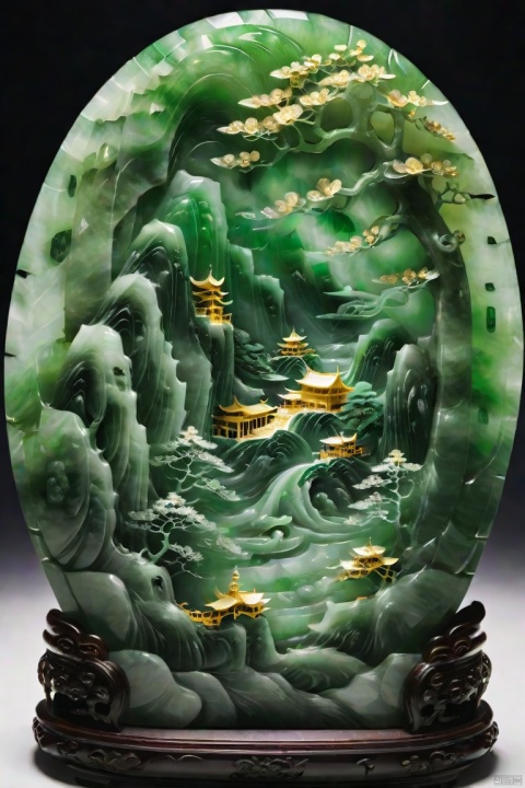  (masterpiece, top quality, best quality, official art, beautiful and aesthetic:1.2),man,made of jade,golden carving,model,very beautiful, aesthetic,crystal, surface polished natural gloss, very transparent and beautiful, emerald material