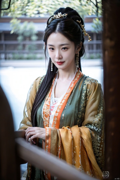 (1girl:1.3),(best quality, masterpiece, ultra-high resolution, 4K, HDR, UHD, 64K, official art), (photorealistic:1.3), (realistic:1.3), depth of field, (portrait:1.3),(sfw:1.4), guzhuang, hanfu