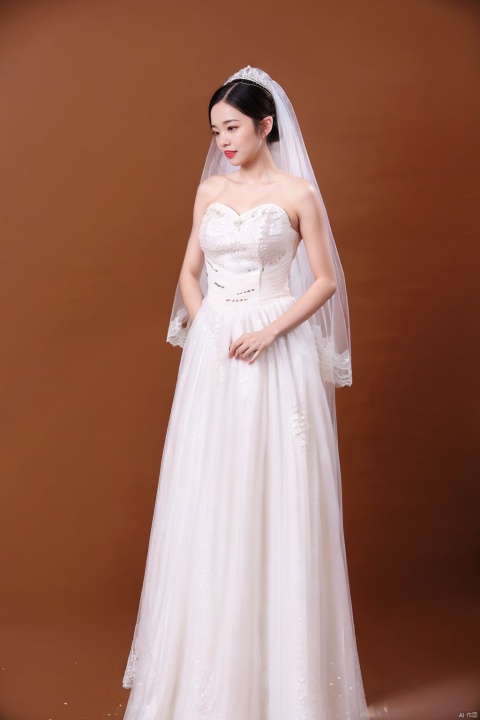 (1girl:1.3), (best quality, masterpiece, ultra high resolution),(photorealistic:1.3), (realistic:1.3), depth of field,(full body:1.2), (day:1.2), (cinematic lighting:1.2),, wedding dress