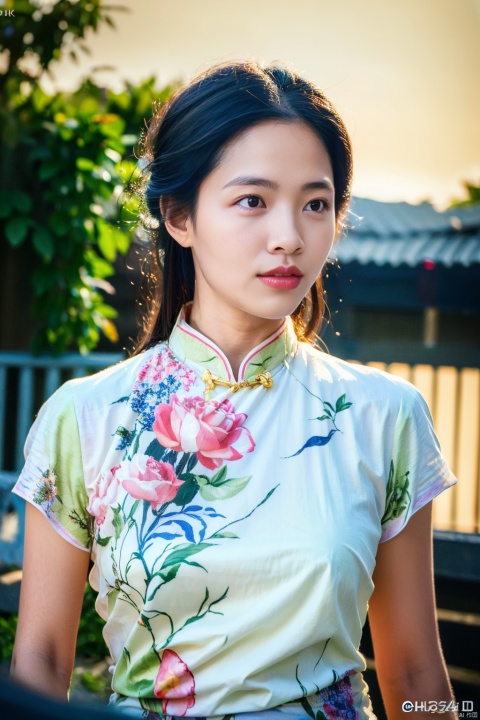 (1girl:1.3),(best quality, masterpiece, ultra-high resolution, 4K, HDR, UHD, 64K, official art), (photorealistic:1.3), (realistic:1.3), depth of field, (portrait:1.3),(sfw:1.4), south beauty, qipao