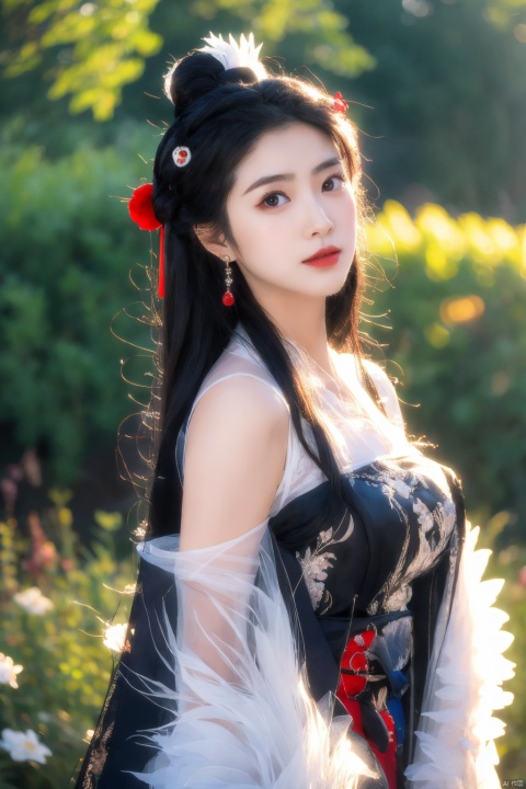(global illumination, reality,ray tracing, HDR, unreal rendering, reasonable design, high detail, masterpiece,best quality, ultra high definition, movie lighting),
1girl,outdoor,looking_at_viewer,side_blunt_bangs,china_dress,chinese_style,big breasts,pose,solo,1girl,black hair,black eyes, , xieshi,,写实, hanfu