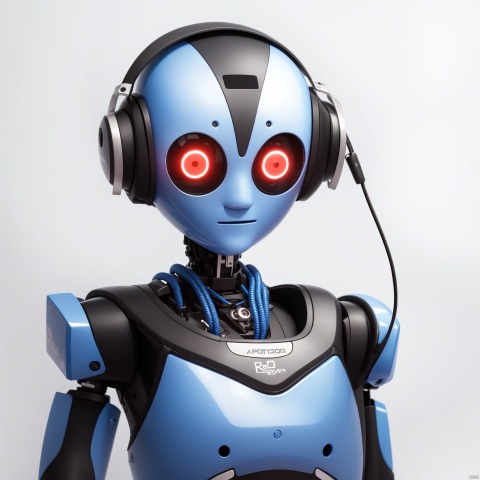  A cute Robot,Wearing headphones,Upper body,Round eyes