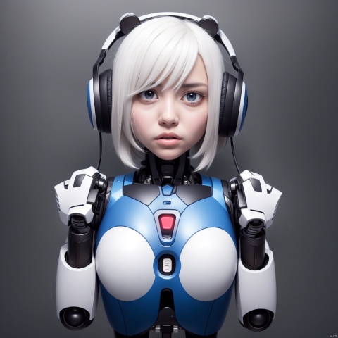  A cute Robot,Wearing headphones,Upper body,Round eyes