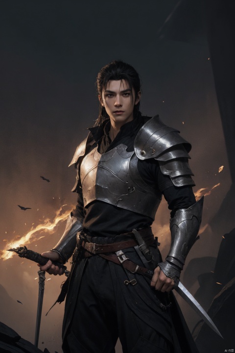 An Arafad image of a man wearing armor and holding a sword, chengwei pan on artstation, complete head of a Magic Knight, epic fantasy character art, Epic and beautiful character art, dark fantasy character design, complex fantasy character, Amazing 8K character concept art, Fantasy character art, Fantasy character design, Hero Fantasy character concept, epic Fantasy digital art style
