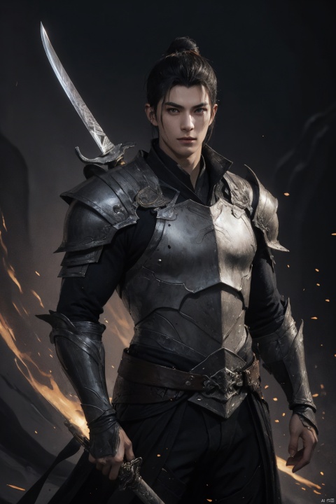 An Arafad image of a man wearing armor and holding a sword, chengwei pan on artstation, complete head of a Magic Knight, epic fantasy character art, Epic and beautiful character art, dark fantasy character design, complex fantasy character, Amazing 8K character concept art, Fantasy character art, Fantasy character design, Hero Fantasy character concept, epic Fantasy digital art style