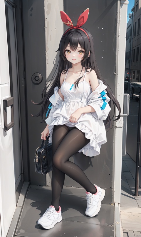  Flower headband,The white flowers on the clothes,ruffled,sides up,ndoor,clavicle,A happy smile,mature women,Age of 25,Youth and vitality,thigh,Cleavage of breast
Chestnut colored hair,Amber eyes,goggles,
Red rabbit ear knot,
(Overall:1.2),(sneakers:1.2),long hair,(black pantyhose:1.2)