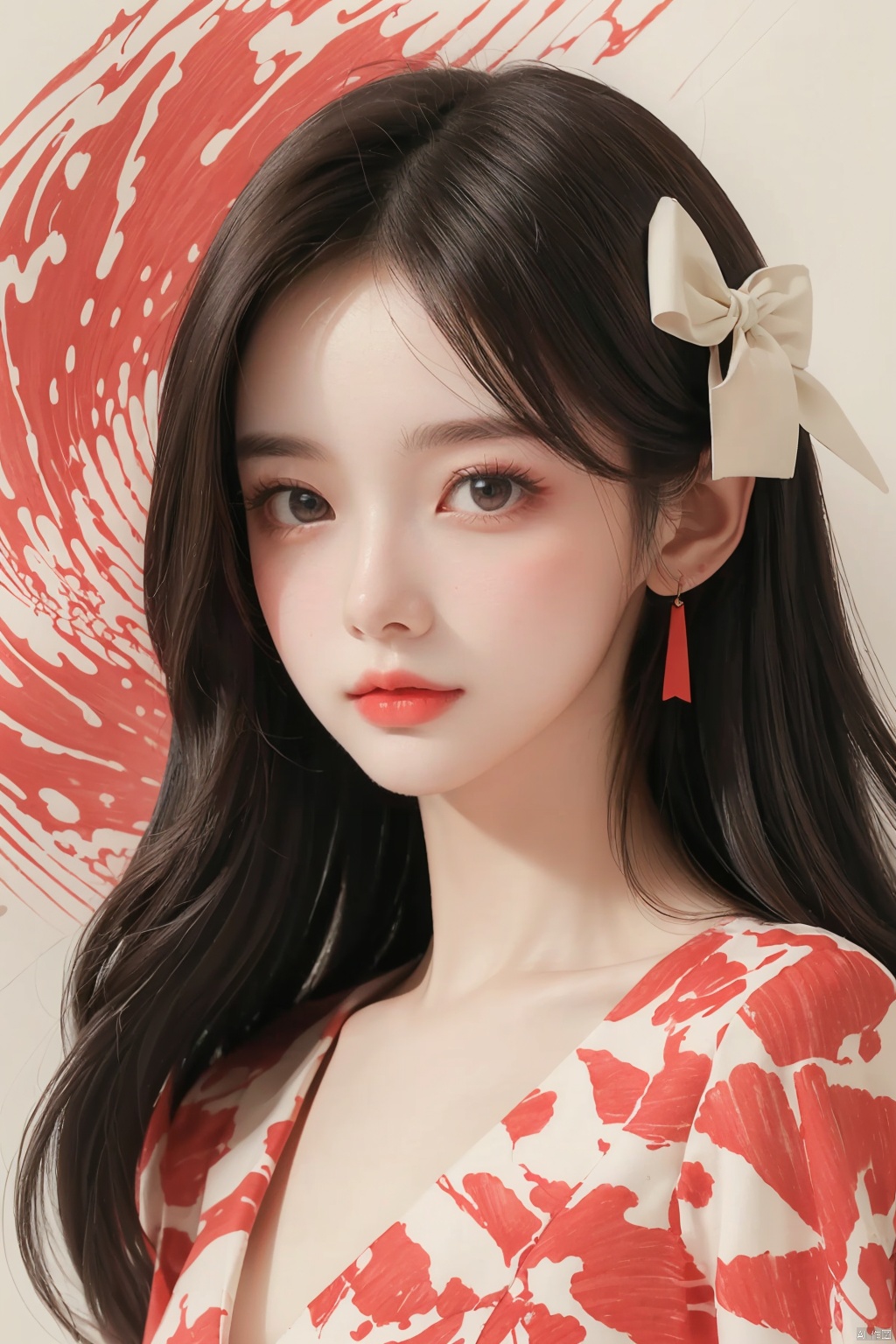  (masterpiece, best quality:1.2),(1girl:1.5),aged vintage paper,
a red pattern with white swirls ,Pencil Draw, jujingyi, 1girl, Pencil Draw