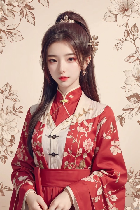  (masterpiece, best quality:1.2),(1girl:1.5),aged vintage paper,
a red pattern with white swirls ,Pencil Draw, jujingyi, 1girl, Pencil Draw, flower, (\meng ze\), jiqing