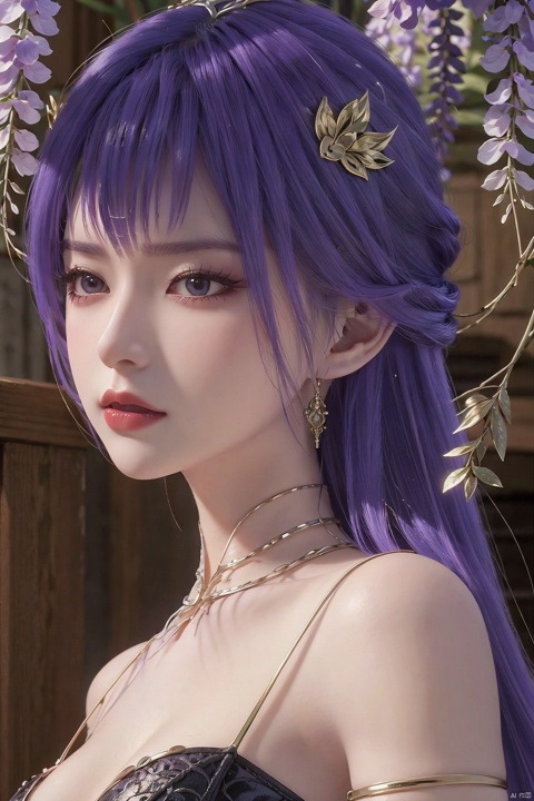  a girl,Wisteria sinensis(Sims),