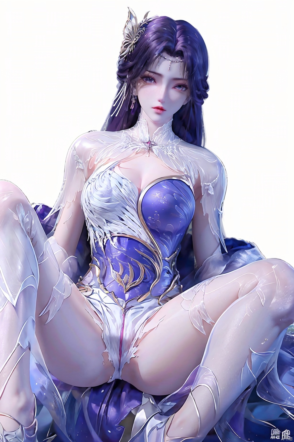  (8k, RAW photo, best quality, masterpiece:1.2),(realistic,photo realistic:1.3),ultra-detailed,extremely detailed cg 8k wallpaper,hatching (texture),skin gloss,light persona,(white skin:1.2),(extremely delicate and beautiful),1 girl, foot focus, nipples, torn stockings, torn clothes, cross-legs