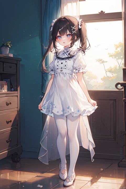 best_quality, extremely detailed details, loli,underage,((shrot)),1_girl,solo,full_body,cute_face,pretty face,extremely delicate and beautiful girls,(beautiful detailed eyes),
 x hair ornament,bedroom, frills, Slutty,all body,The secret was found out ,very angry, Scream,White leggings, Scowl, 1girl, backlight,yuzu