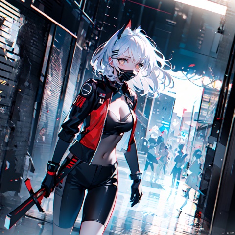  cyberpunk cityscape, a girl dressed in an elegant black suit, who has the( mask of a kitsunes blak_red:1.4), holding a baseball bat on his shoulder, with black leather gloves, 8k quality, in a medium shot on a background of a night city. digital art and illustration by greg rutkowski, trending pixiv, award winning cinematic dramatic lighting closeup portrait studio photography hyperrealistic very detailed 4K HDR volumetric lightrays octane render ultra, greyscale, , neon lights, dark alleys, skyscrapers, futuristic, vibrant colors, high contrast, highly detailed,tamamo (fate),fox girl,
medium breasts,(cowboy shot),(nsfw:0.9)


 Highest picture quality, masterpiece, exquisite CG, exquisite and complicated hair accessories, big watery eyes, highlights, natural light, Super realistic, cinematic lighting texture, absolutely beautiful, 3D max, vray, c4d, ue5, corona rendering, redshift, octane rendering, （Show whole body）, （all body）,