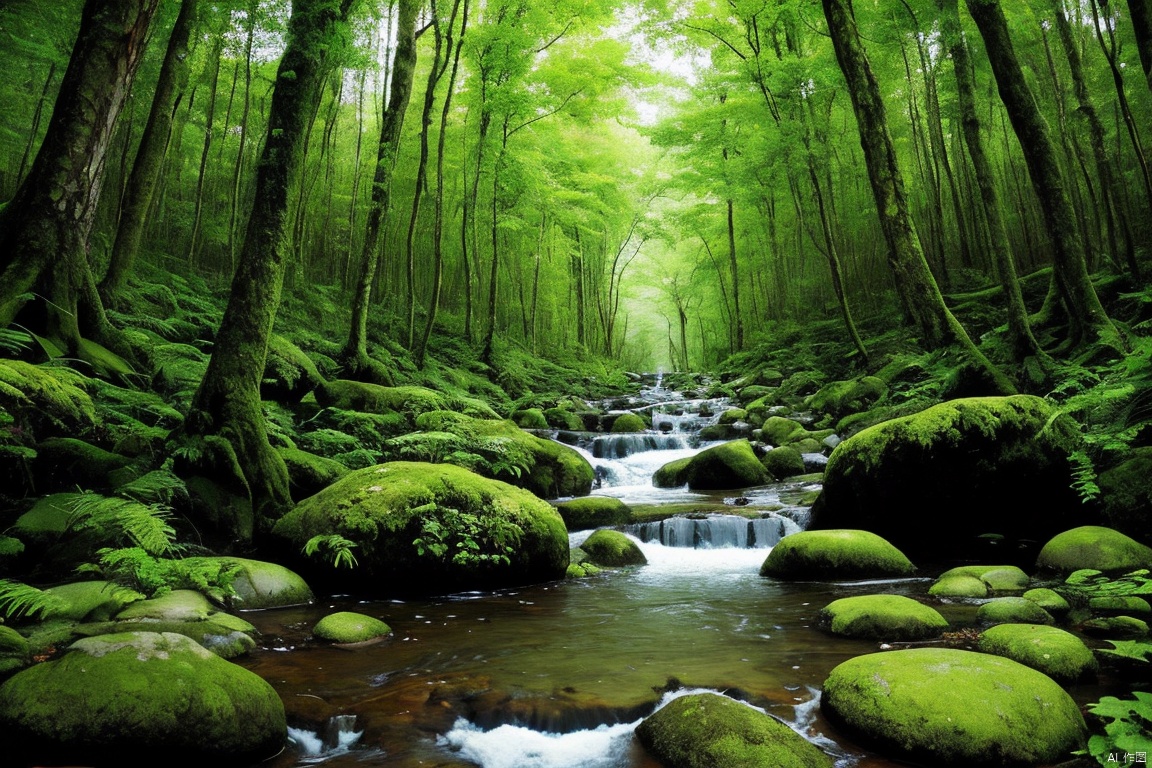  Lush forest and plantlife.