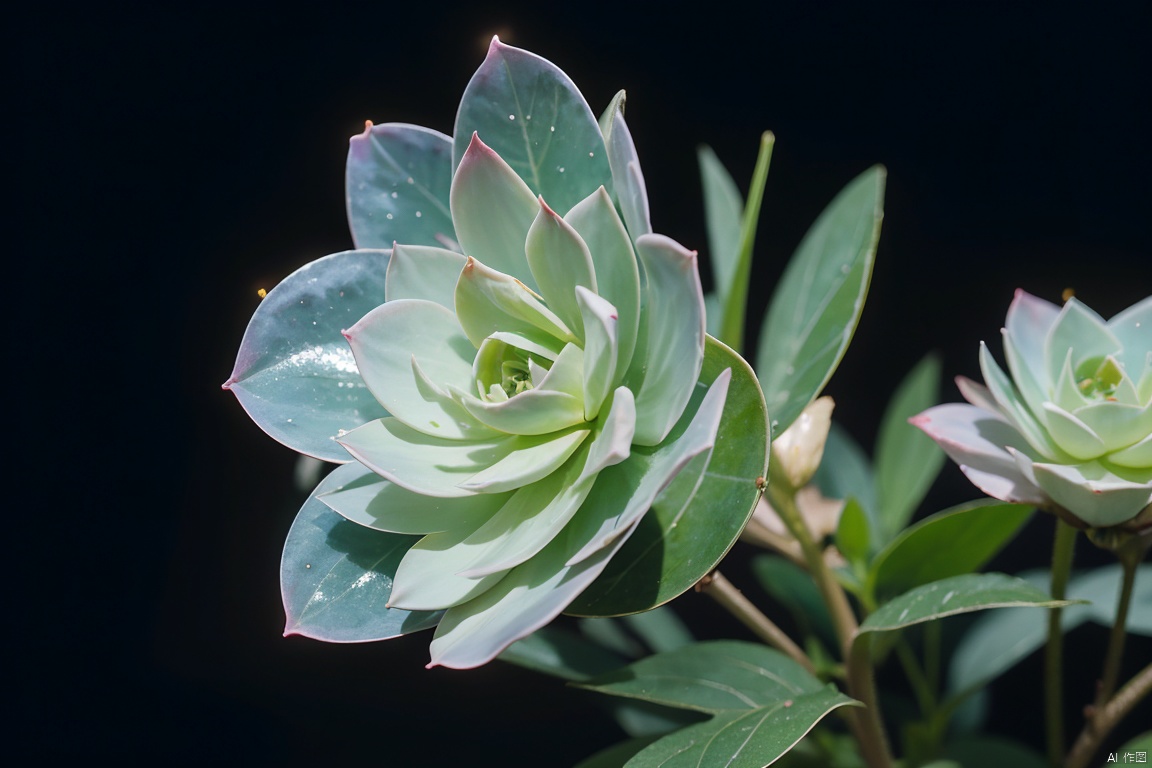  close up of Succulent plant made of crystals ,fantasy, galaxy, transparent, flower blowing in the wind, shimmering, sparkling, splendid, colorful, 
magical photography, dramatic lighting, photo realism, ultra-detailed, 4k, Depth of field, High-resolution
