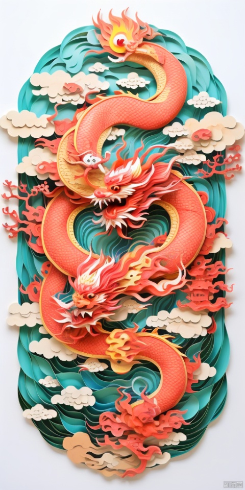 Chinese Dragon, Rock, Firer, Layered paper