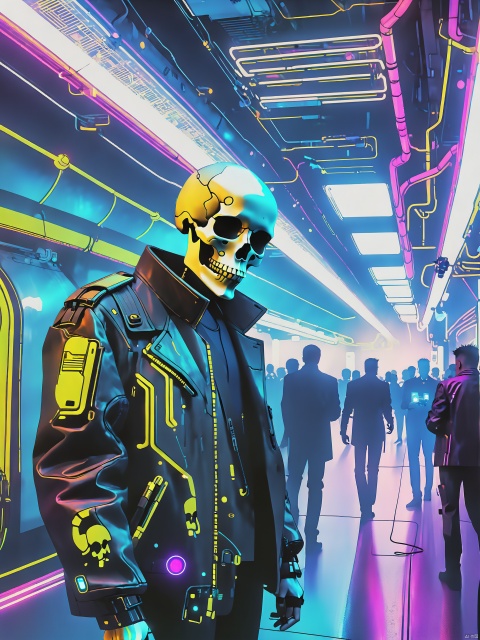 random,cyberpunk,underground,party,celebrate,skull body human