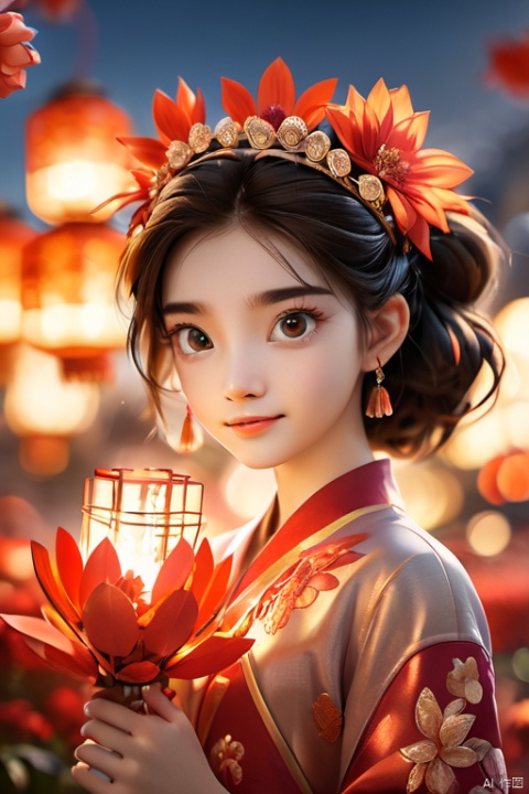 Flowers, lanterns, Chinese New Year, girls, surrounded by dragons, fireworks, firecrackers,Detailed fingers,Five fingers,The hand of detail,Open your palms,beautiful detailed girl, extremely detailed eyes and face, beautiful detailed eyes,detailed light, cinematic lighting, lens flare, light leaks, sunlight , shine , beautiful detailed glow,absurdres,  incredibly absurdres, huge filesize , ultra-detailed, highres, extremely detailed,Amazing,8k wallpaper,light leaks,floating