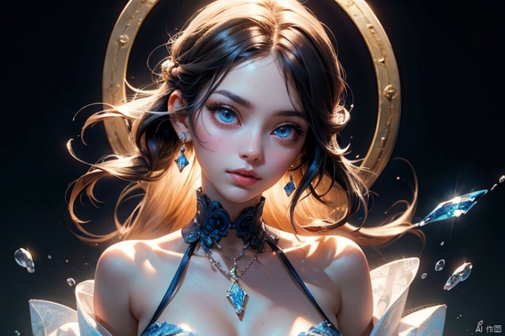 ( Extremely detailed CG Unity 8k wallpaper), Best Quality,( Solo exhibition),(( Bare Shoulders)),( Extremely Delicate Beautiful),( Beautiful and Detailed Eye Description),( Beautiful and Detailed Facial Depiction), Standing, Meticulous Clothes, Hair Accessories, Gemstone necklace, delicate face, look at the audience,masterpiece,best quality,extremelydetailed cg 8k wallpaper,perfect female body,curvy,(full body),cold expression,long hair,messy hair,blue eye, extremely delicate and beautiful,water,((beauty detailed eye)),highly detailed,((beautiful face)), fine water surface,ultra-detailed,incredibly detailed,(an extremely delicate and beautiful),( beautiful detailed eyes. best quality.),Translucent clothes,(lora),full-body shot,(Super realistic),(hanfu),(Chinese style),1girl,(gigantic breasts),(hyness),(stockings), Dynamic angle,[[ 【Bottle bottom】]],colorful,(masterpiece:1),2, best quality,extremely detailed cg 8k wallpaper,best quality, masterpiece, highres, original, extremely detailed wallpaper,Detailed and baeutiful face