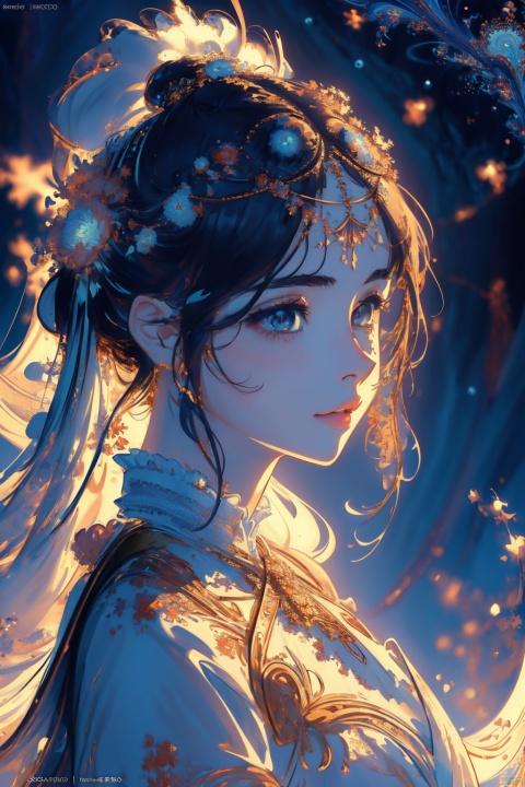  Official art, 8k wallpaper, super detailed, beautiful and beautiful, masterpiece, best quality, (fractal art: 1.3), lines, illustration, 1 girl head, white background, very detailed, bright colors, romanticism, mtianmei, mgirl