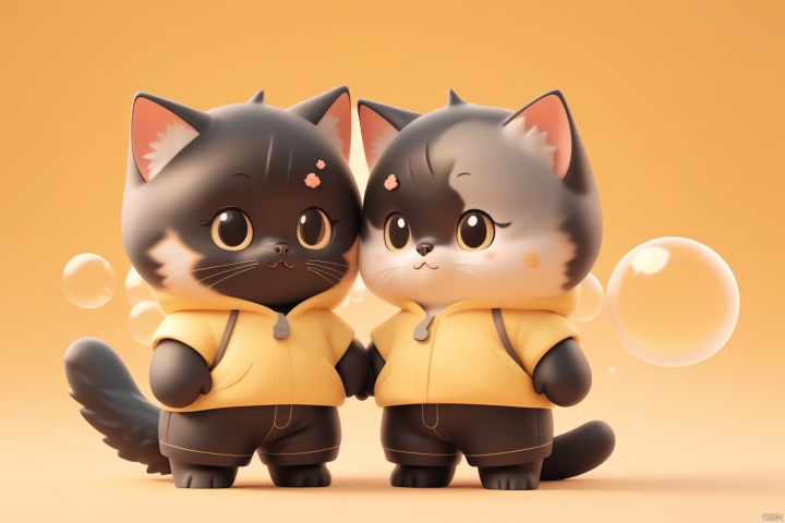a cute black cat wearing a strap pants , standing naturally and full - faced , bubble mart style , clean and simple design , ip image , high - grade natural color matching , bright and harmonious , cute and colorful , detailed character design , behance , shanghai style , organic sculpture ,c4d style ,3d animation style character design , cartoon realism , fun character setting , ray tracing , children ' s book illustration style - s 250- niji 5- ar 3:4, paopaoma