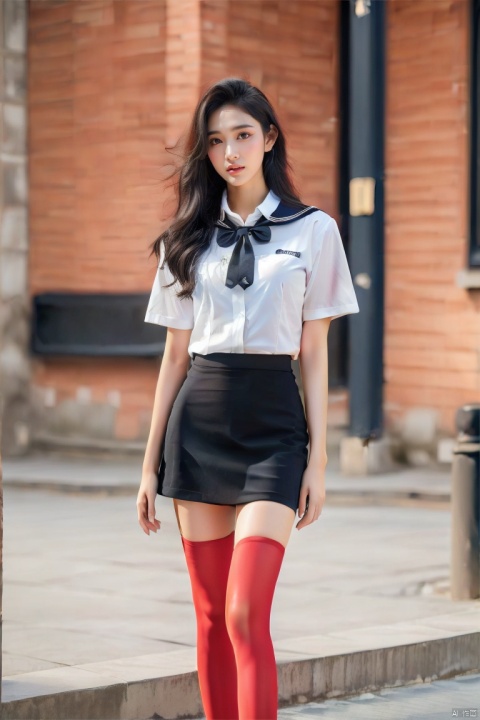  masterpiece,bestquality,realistic,8k,officialart,ultrahighres,school uniforms,1girl, plsw,red legwear