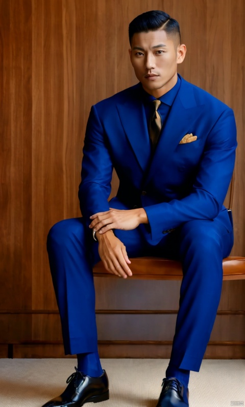  1man,Asian,solo,male focus,exquisite facial features,handsome,charming,muscular,black suit,pants,(navy sheer socks),footwear,masterpiece,realistic,best quality,highly detailed, jzns, jznssw,brxu