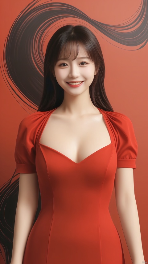  guangzy, 1girl, solo,  (up body:1.3), red theme,best quality, ultra-detailed, masterpiece, finely detail, highres, 8k wallpaper,smile,moyou