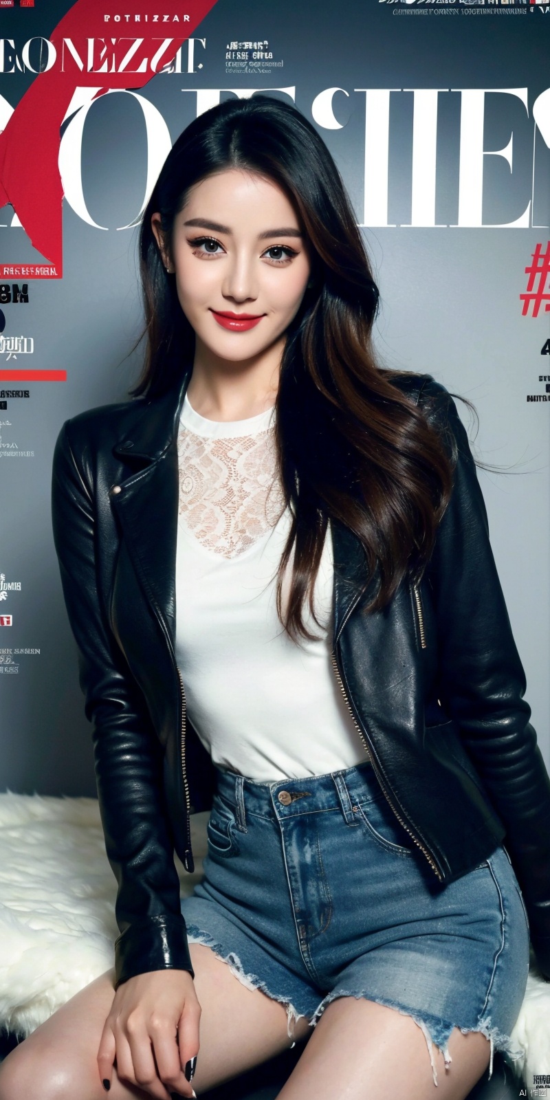  80sDBA style, fashion, (magazine: 1.3), (cover style: 1.3),Best quality, masterpiece, high-resolution, 4K, 1 girl, smile, exquisite makeup,shirt,jean,jacket , lace, tv,boombox
,, , ,long_hair