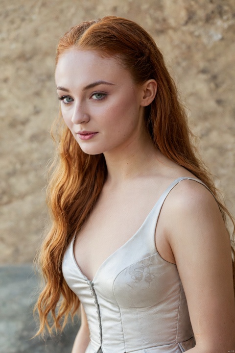  analog style,modelshoot style,portrait of sks woman,epic (photo, studio lighting, hard light, sony a7, 50 mm, matte skin, pores, colors, hyperdetailed, hyperrealistic), Game of Thrones,SansaStark,Sophie Turner,