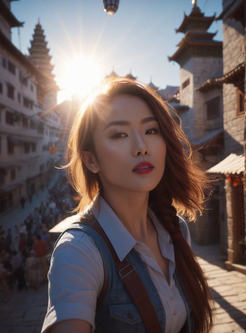 sfw,Conceptual art,
light,sun,
masterpiece, best quality, official art, extremely detailed CG unity 8k wallpaper, 
Cinematic Lighting,chromatic_aberration,lens_flare,depth of field,
1girl,pov,
Potala muggle, yaya