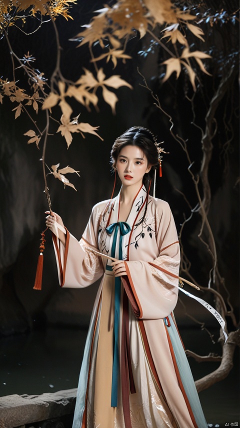  Fashion editorial style a asian girl with hanfu ruqun,Jin style, joint brand, ribbon, Withered leaves, old vines, plant illustration, splash ink,High fashion, trendy, stylish, editorial, magazine style, professional, highly detailed, cinematic lighting, Dramatic lighting, HanFu, hanfu,arien_hanfu,arien_hanfu, , MAJICMIX STYLE,song style outfits, , NVZ, jastyle, FilmGirl