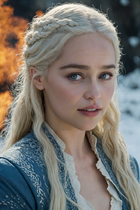  (Movie Still) from Game of Thrones,(extremely intricate:1.3),(realistic),portrait of a girl,the most beautiful in the world,Daenerys Targaryen,blonde hair,long hair,blue eyes,behind her is a dragon,monster,teeth,snow,(detailed face, detailed eyes, clear skin, clear eyes),photorealistic,award winning,professional photograph of a stunning woman detailed,sharp focus,dramatic,award winning,cinematic lighting,volumetrics dtx,,Movie Still, , emilia clarke,Emilia Clarke