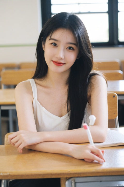  best quality, masterpiece, ultra high res,
A masterpiece capturing the beauty of a high school girl in the best quality and ultra high resolution. The detailed description focuses on specific image details, showcasing the girl's youthful charm, radiant smile, and stylish attire. The scene is set in a typical high school classroom, with students engaged in learning activities in the background. The atmosphere exudes a sense of youthful energy and optimism, creating a warm and inviting ambiance. The photography employs professional techniques, utilizing creative angles and compositions to highlight the girl's natural beauty and confidence.