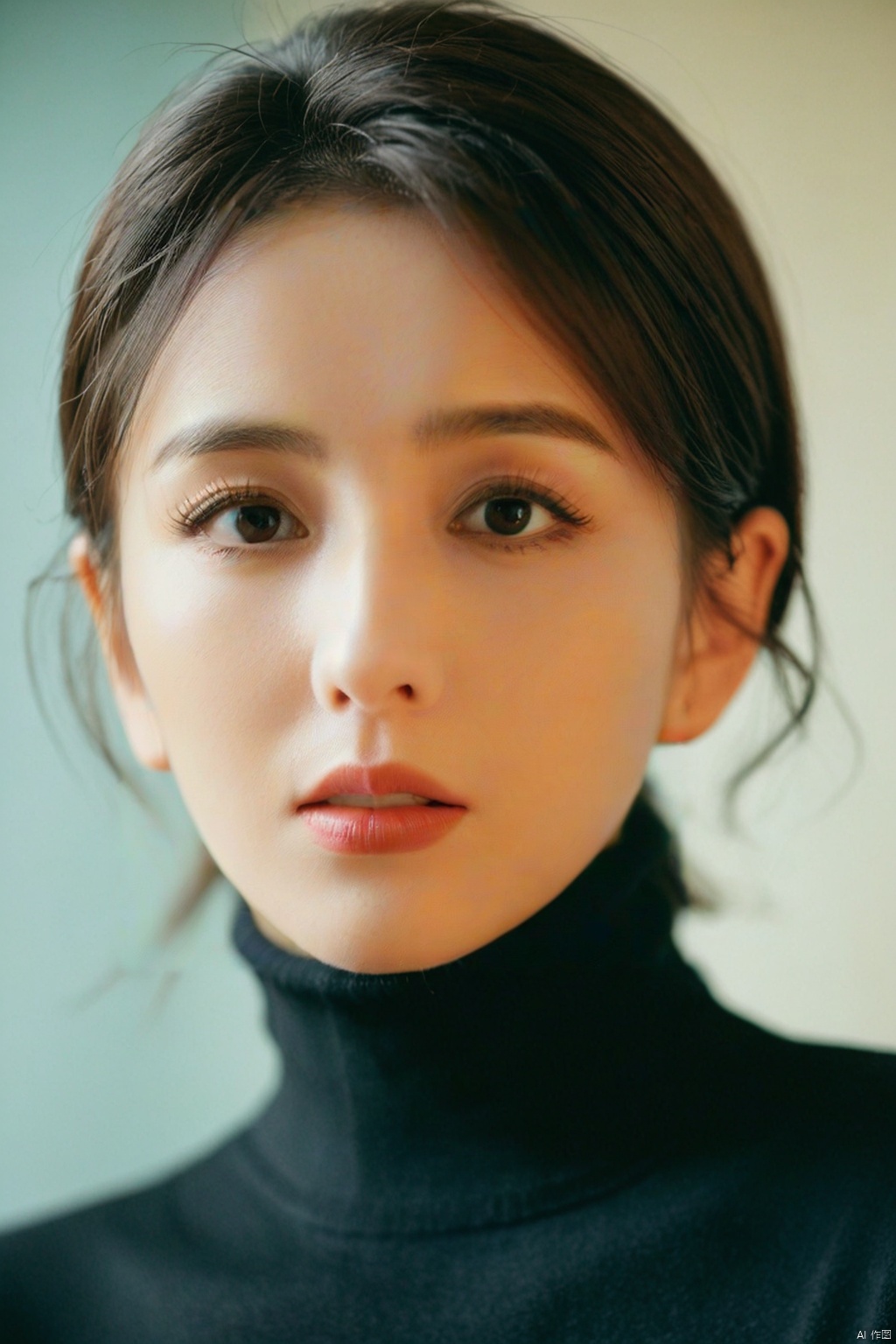  A stunning intricate full color portrait of (sks woman:1), wearing a black turtleneck, epic character composition, by ilya kuvshinov, alessio albi, nina masic, sharp focus, natural lighting, subsurface scattering, f2, 35mm, film grain, yaya