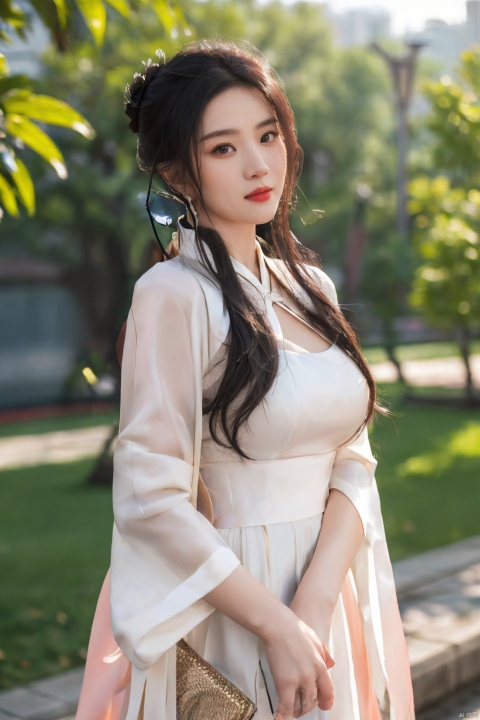  (global illumination, reality,ray tracing, HDR, unreal rendering, reasonable design, high detail, masterpiece,best quality, ultra high definition, movie lighting),
1girl,outdoor,looking_at_viewer,side_blunt_bangs,china_dress,chinese_style,big breasts,pose,solo,1girl,black hair,black eyes, ,xieshi,,写实, hanfu