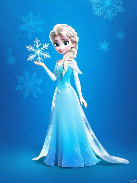  1girl,Frozen Elsa,c4d,cosplay, light blue theme,silhouette,abstract,