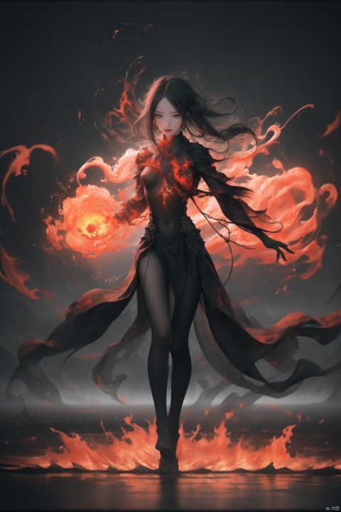 mian style,(8k, RAW photo, highest quality),hyperrealist,intricate abstract,intricate artwork,abstract style,full body shot,menacing,otherworldly 1girl,[demon:darkness:35],[flames:magma:40],with swirling flames cascading from her body,fearsome power and ethereal presence,non-representational,colors and shapes,expression of feelings,imaginative,highly detailed,extremely high-resolution details,photographic,realism pushed to extreme,fine texture,4k,ultra-detailed,high quality,high contrast,