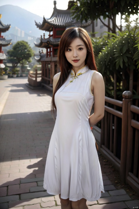 (global illumination, reality,ray tracing, HDR, unreal rendering, reasonable design, high detail, masterpiece,best quality, ultra high definition, movie lighting),
1girl,outdoor,looking_at_viewer,side_blunt_bangs,china_dress,chinese_style,big breasts,pose,solo,1girl,black hair,black eyes, (cheongsam:1.3),spring festival