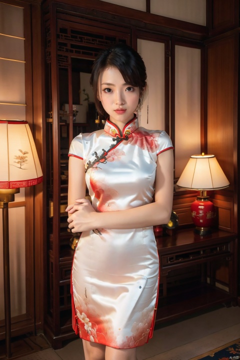  (global illumination, reality,ray tracing, HDR, unreal rendering, reasonable design, high detail, masterpiece,best quality, ultra high definition, movie lighting),
1girl,outdoor,looking_at_viewer,side_blunt_bangs,china_dress,chinese_style,big breasts,pose,solo,1girl,black hair,black eyes,fullbody, cheongsam, idol, china dress,chinese clothes, qipao, chinese dress