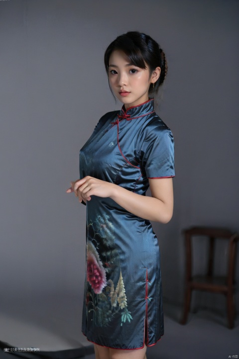  (global illumination, reality,ray tracing, HDR, unreal rendering, reasonable design, high detail, masterpiece,best quality, ultra high definition, movie lighting),
1girl,outdoor,looking_at_viewer,side_blunt_bangs,china_dress,chinese_style,big breasts,pose,solo,1girl,black hair,black eyes,fullbody, cheongsam, idol, china dress,chinese clothes, qipao