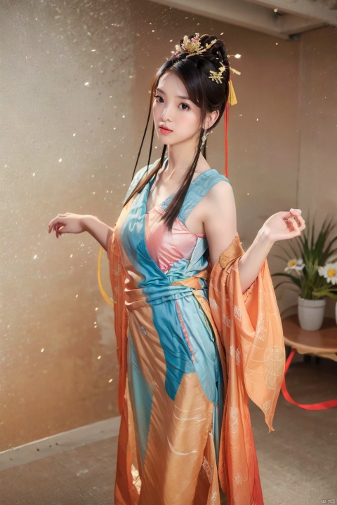  (global illumination, reality,ray tracing, HDR, unreal rendering, reasonable design, high detail, masterpiece,best quality, ultra high definition, movie lighting),
1girl,outdoor,looking_at_viewer,side_blunt_bangs,china_dress,chinese_style,big breasts,pose,solo,1girl,black hair,black eyes,fullbody, , yue , hair ornament , hanfu