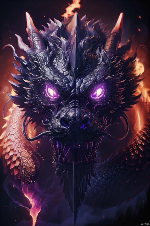 Black Dragon\(pi\), dragon, no humans, horns, glowing, glowing eyes, open mouth, teeth, sharp teeth, monster, scales