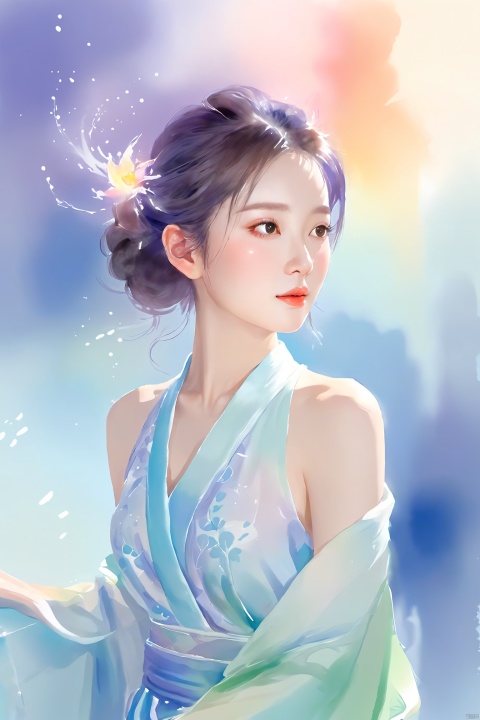  1girl,watercolor, (\shen ming shao nv\), shining, monkren